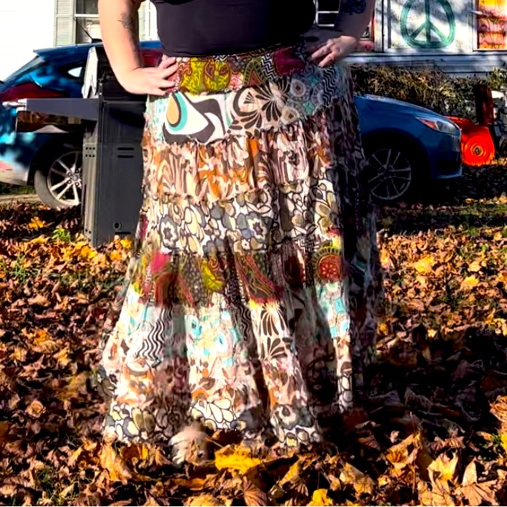 Patchwork plus size cottagecore skirt